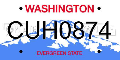 CUH0874 Washington License Plate
