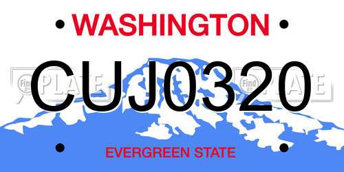 CUJ0320 Washington License Plate