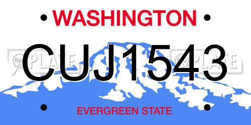 CUJ1543 Washington License Plate