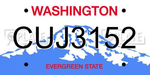 CUJ3152 Washington License Plate