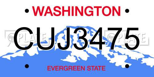 CUJ3475 Washington License Plate