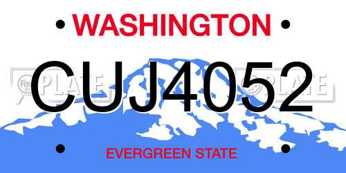 CUJ4052 Washington License Plate