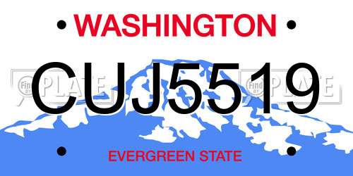CUJ5519 Washington License Plate