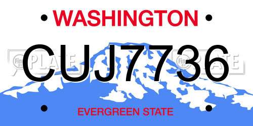 CUJ7736 Washington License Plate