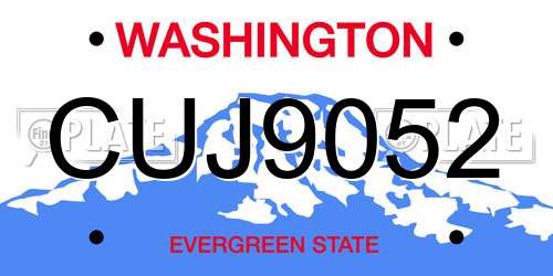 CUJ9052 Washington License Plate