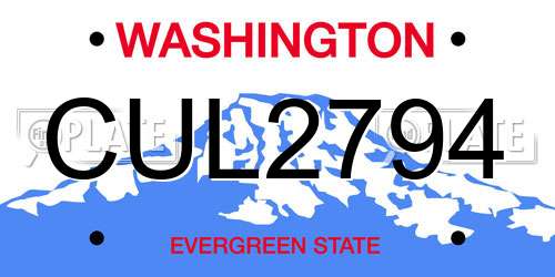 CUL2794 Washington License Plate
