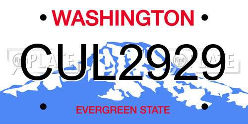CUL2929 Washington License Plate