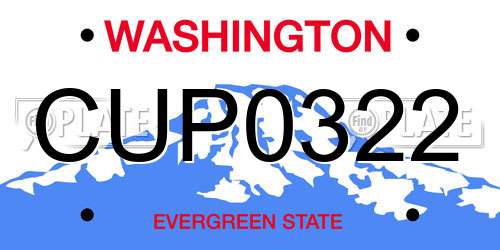 CUP0322 Washington License Plate