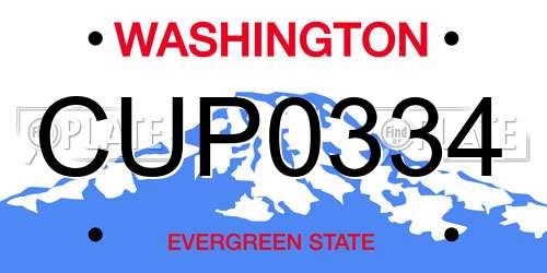 CUP0334 Washington License Plate