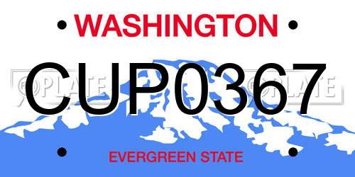 CUP0367 Washington License Plate