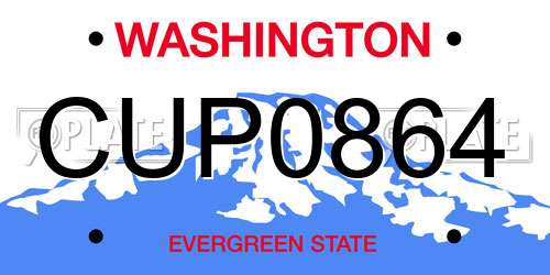 CUP0864 Washington License Plate