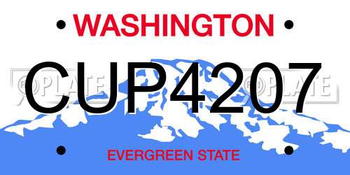 CUP4207 Washington License Plate