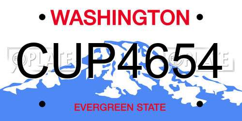 CUP4654 Washington License Plate