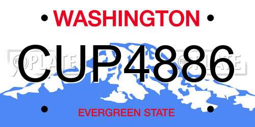 CUP4886 Washington License Plate