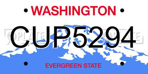 CUP5294 Washington License Plate