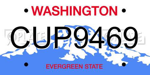 CUP9469 Washington License Plate