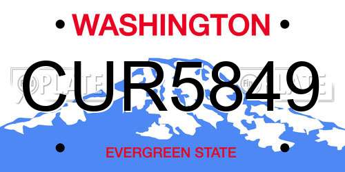 CUR5849 Washington License Plate