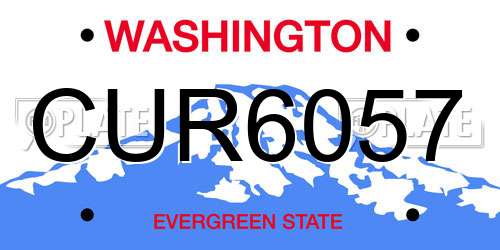 CUR6057 Washington License Plate