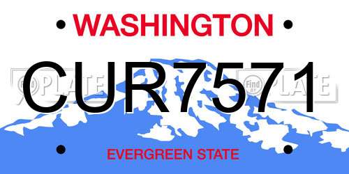 CUR7571 Washington License Plate