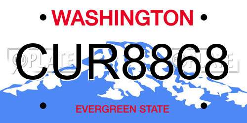 CUR8868 Washington License Plate