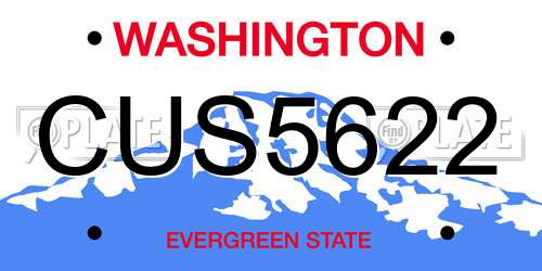 CUS5622 Washington License Plate