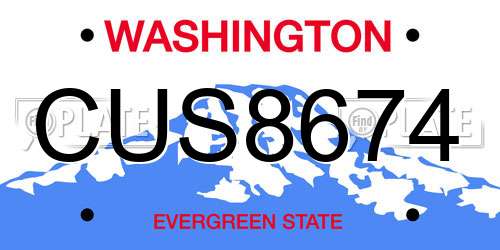 CUS8674 Washington License Plate
