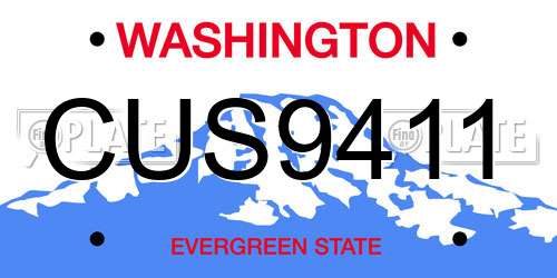 CUS9411 Washington License Plate