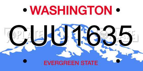 CUU1635 Washington License Plate