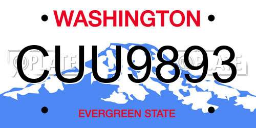 CUU9893 Washington License Plate