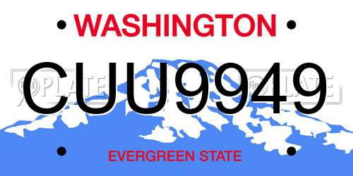 CUU9949 Washington License Plate