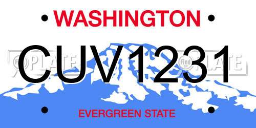 CUV1231 Washington License Plate