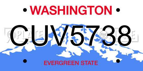 CUV5738 Washington License Plate