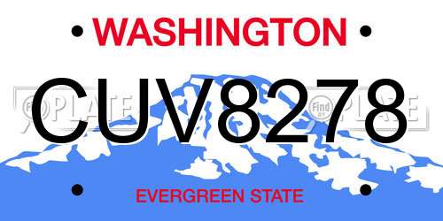 CUV8278 Washington License Plate
