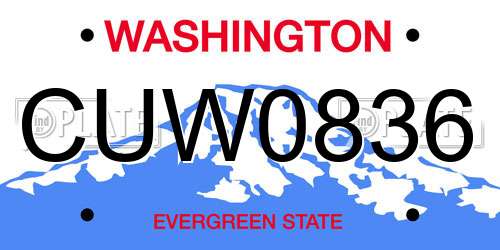 CUW0836 Washington License Plate