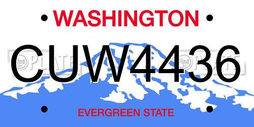 CUW4436 Washington License Plate