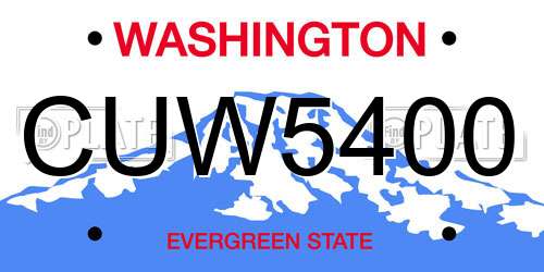 CUW5400 Washington License Plate
