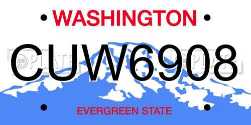 CUW6908 Washington License Plate