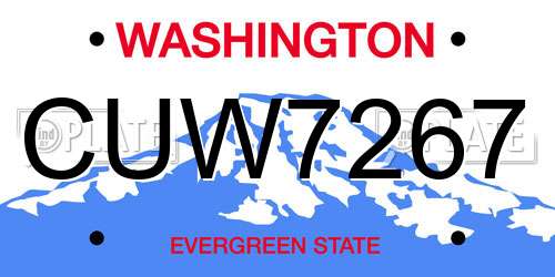 CUW7267 Washington License Plate