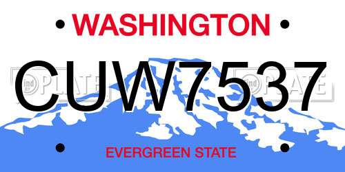 CUW7537 Washington License Plate