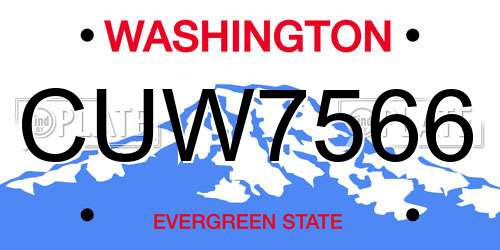 CUW7566 Washington License Plate