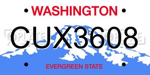 CUX3608 Washington License Plate