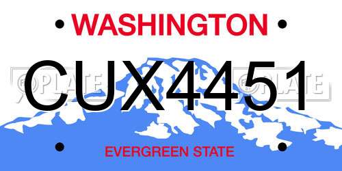 CUX4451 Washington License Plate