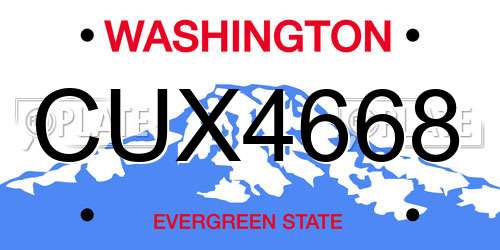 CUX4668 Washington License Plate