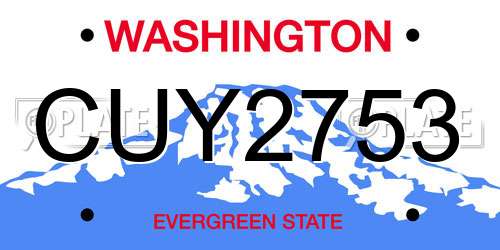 CUY2753 Washington License Plate