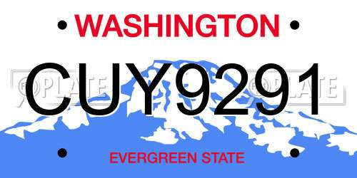 CUY9291 Washington License Plate