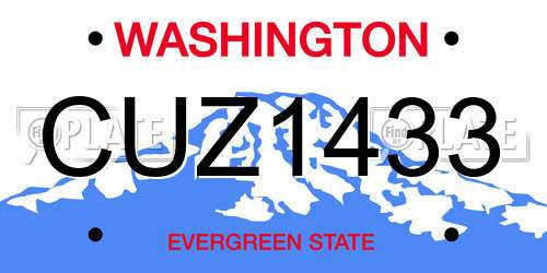 CUZ1433 Washington License Plate
