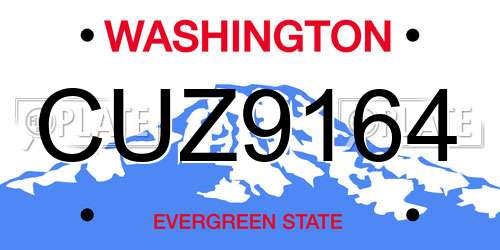 CUZ9164 Washington License Plate