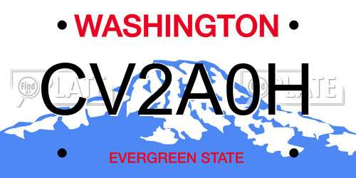 CV2A0H Washington License Plate