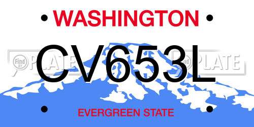 CV653L Washington License Plate