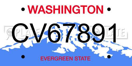 CV67891 Washington License Plate